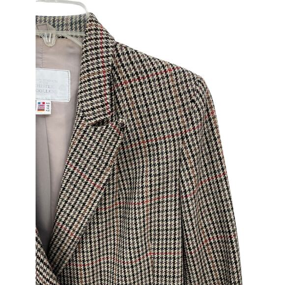 Thistle Woolens Blazer New Wool Houndstooth Double Breasted Made In UK Size 12 - Picture 2 of 13
